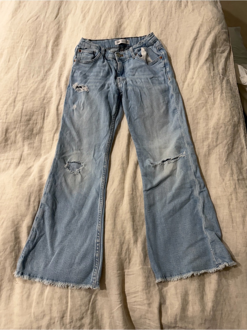 Zara Light Blue Distressed Flared Kids Jeans